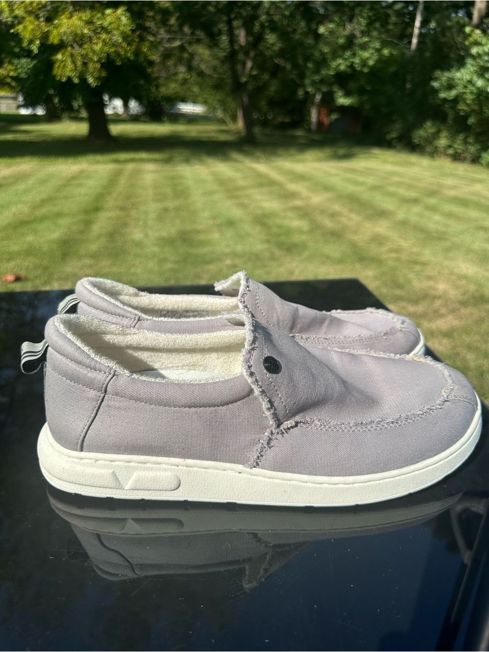 Vionic Men's Slip-On Loafers in Light Gray and White